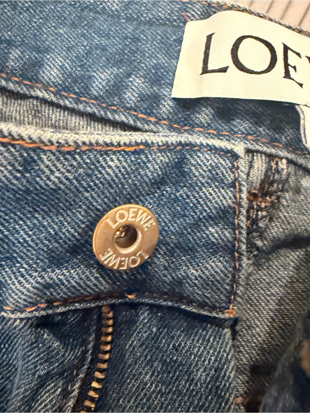 Loewe Blue Wide-Leg Jeans with White Knee Motifs - Picture 3 of 4